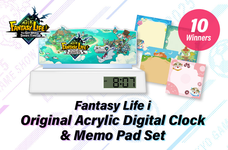 Fantasy Life i Original Acrylic Digital Clock & Memo Pad Set 10 Winners
